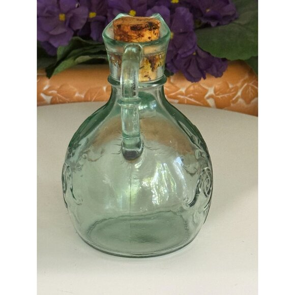 Vintage Green Glass Cruet / Decanter With Cork Stopper - Picture 3 of 10